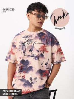The Souled Store - TSS Originals: Cherry Landscape Men Oversized T-Shirts