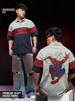 The Souled Store - Official Marvel Spider-Man: Phantom Web Men Oversized Polo T-Shirt