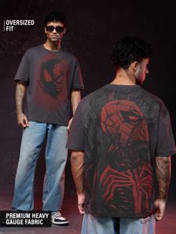 The Souled Store - Official Marvel Spider-Man: Red Web Men Oversized T-Shirts