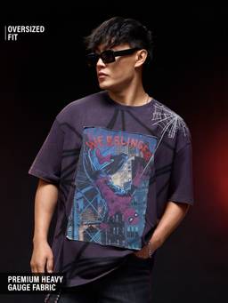The Souled Store - Official Marvel Spider-Man: Purple Reign Men Boxy Fit T-Shirts