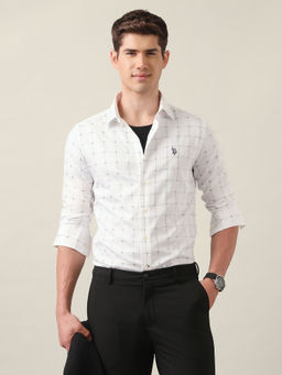 U.S. POLO ASSN. - Men Windowpane Checked Satin Shirt