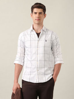 U.S. POLO ASSN. - Men Windowpane Checked Satin Shirt