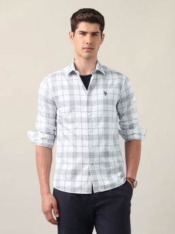 U.S. POLO ASSN. - Men Grid Tattersall Checked Satin Shirt