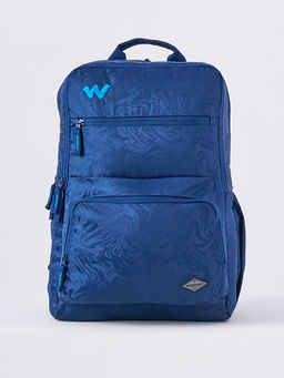 WILDCRAFT - Navy Blue Self Design Polyester Backpack