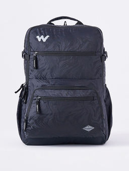 WILDCRAFT - Black Self Design Polyester Backpack