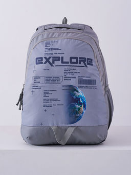 WILDCRAFT - Grey Printed Polyester Backpack