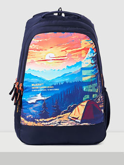 WILDCRAFT - Black Printed Polyester Backpack