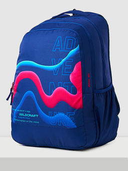 WILDCRAFT - Navy Blue Printed Polyester Backpack