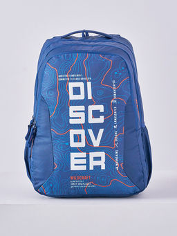 WILDCRAFT - Navy Blue Printed Polyester Backpack