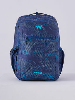 WILDCRAFT - Navy Blue Printed Polyester Backpack