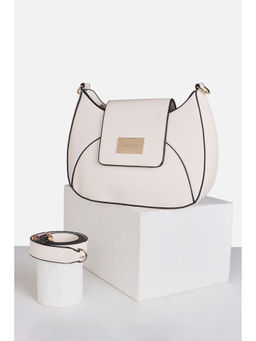 Allen Solly - White Solid Pu Sling Bag