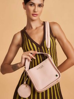 Hamster London - Pink Solid Pu Sling Bag with Coin Pouch