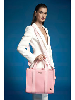 Hamster London - Pink Solid Pu Handbag and Detachable Strap