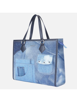 MONADAA - Blue Solid Polyester Handbag