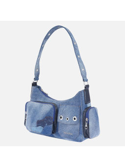 MONADAA - Blue Solid Polyester Handheld Bag