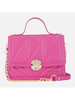 MONADAA - Pink Solid Polyester Handheld Bag and Detachable Strap