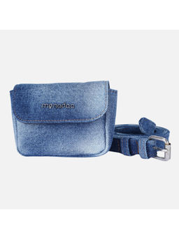MONADAA - Blue Solid Polyester Belt Bag