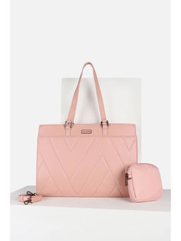 Van Heusen - Pink Solid Pu Handbag with Detachable Strap and Pouch