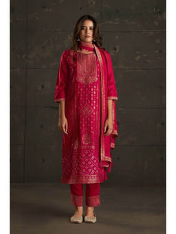 Autumnlane - Shabri Crimson Kurta with Pant and Dupatta (Set of 3)