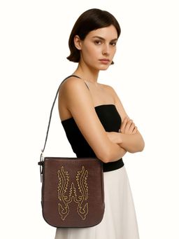 Hidesign - Aztec 01 Genuine Leather Womens Shoulder Bag - Brown