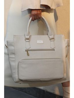 MINI WESST - Hilary Classic Lunch Tote Bag With Detachable Strap - White