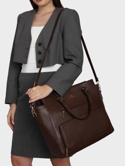 MINI WESST - Hilary Classic Lunch Tote Bag With Detachable Strap - Brown