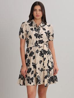 VERO MODA - Beige Viscose Casual Dress with Belt