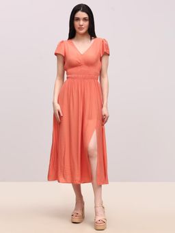 VERO MODA - Orange Viscose Casual Dress