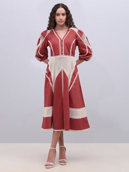 VERO MODA - Brown Cotton Casual Dress