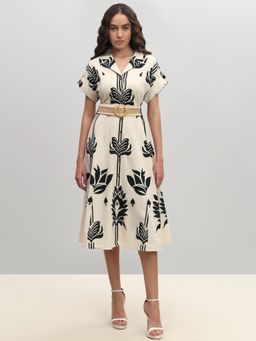 VERO MODA - Off White Cotton Casual Dress with Belt