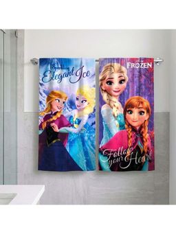 Athom Living - Disney Frozen Sisters Themed Kids Bath Towel, 350 Gsm (Pack Of 2) (M)