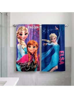 Athom Living - Disney Frozen Sisters Themed Kids Bath Towel, 350 Gsm (Pack Of 2) (M)