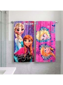 Athom Living - Disney Frozen Sisters Themed Bath Towel Kids (Pack Of 2) (M)