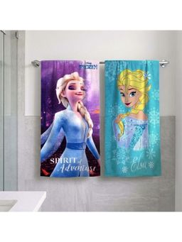 Athom Living - Disney Frozen Elsa Themed Kids Bath Towel, 350 Gsm (Pack Of 2) (M)