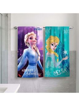 Athom Living - Disney Frozen Sisters Themed Kids Bath Towel, 350 Gsm (Pack Of 2) (M)