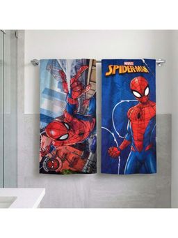 Athom Living - Marvels Spiderman Themed Kids Bath Towel, 350 Gsm (Pack Of 2) (M)