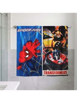 Athom Living - Marvel Spiderman with Transformer Mixed Themed Bath Towel Kids (Pack Of 2) (M)