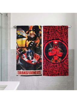 Athom Living - Deadpool with Transformer Mixed Themed Bath Towel Kids (Pack Of 2) (M)