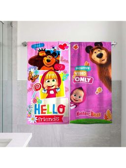 Athom Living - Masha and The Bear Themed Kids Bath Towel 350 Gsm (Pack Of 2) (M)