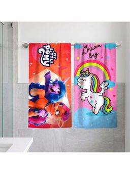 Athom Living - My Little Pony with Unicorn Mixed Themed Kids Bath Towel 350 Gsm (Pack Of 2) (M)