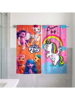 Athom Living - My Little Pony with Unicorn Mixed Themed Kids Bath Towel 350 Gsm (Pack Of 2) (M)