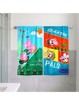 Athom Living - Peppa Pig Themed Kids Bath Towel 350 Gsm, Soft & Absorbent Multicolor (Pack Of 2) (M)