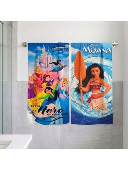 Athom Living - Disney Moana with Disney Princess Mixed Themed Bath Towel Kids (Pack Of 2) (M)