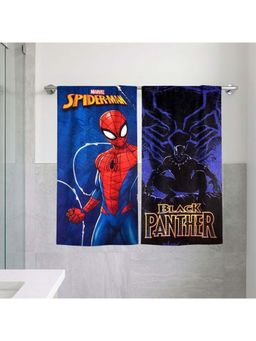 Athom Living - Marvels Spiderman with Black Panther Themed Bath Towel Kids (Pack Of 2) (M)