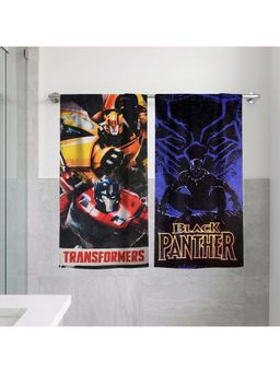 Athom Living - Marvels Transformer with Black Panther Themed Bath Towel Kids (Pack Of 2) (M)