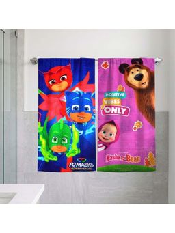 Athom Living - Pj Maska with Masha and The Bear Themed Bath Towel Kids (Pack Of 2) (M)