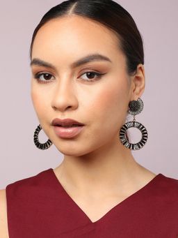 Sohi - Gold Plated Party Designer Stone Black Drop Earrings for Women