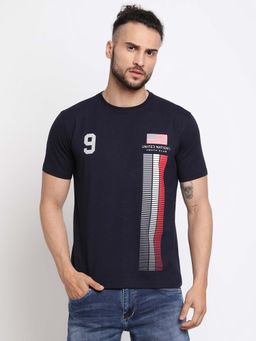 Cantabil - Men's Navy Half Sleeves Round Neck T-shirt