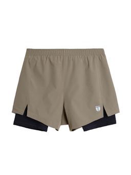 Tego - Beige Solid Regular Fit Shorts