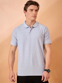 Club York - Men Grey Textured Regular Fit Polo T-Shirt